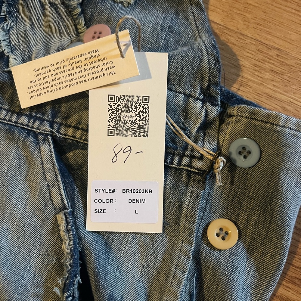 Blue Velvet Floral Embroidered Denim Overalls - Picture 5 of 5
